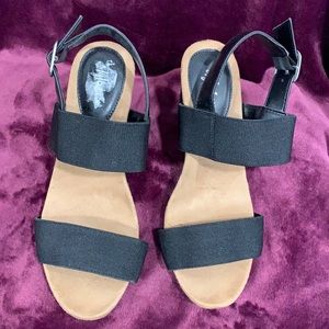 Style and Co Black Wedge Sandals women’s size 7.5